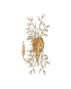 Currey & Company Forget-me-not Elegant Wall Sconce With Crystal Flowers And Dimmable Lights For Luxurious Decor Gold Crystal ,Metal 5000-0275-currey-company