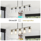 English Elm Brushed Nickel 5-Light Chandelier - Contemporary Kitchen Island Pendant Light With Clear Glass Shades For Dining Room, Farmhouse, Or Modern Decor (No Bulbs)