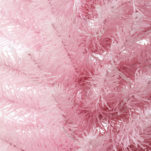 English Elm Homcom 8' Tall Slim Pink Noble Fir Christmas Tree With 300 Led Lights - Elegant Holiday Decor! W2225P249658