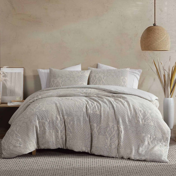 English Elm Paisley King Comforter Cover Set - Soft Cotton, Textured Jacquard, Elegant Ivory, Machine Washable B340P341948-GIGA