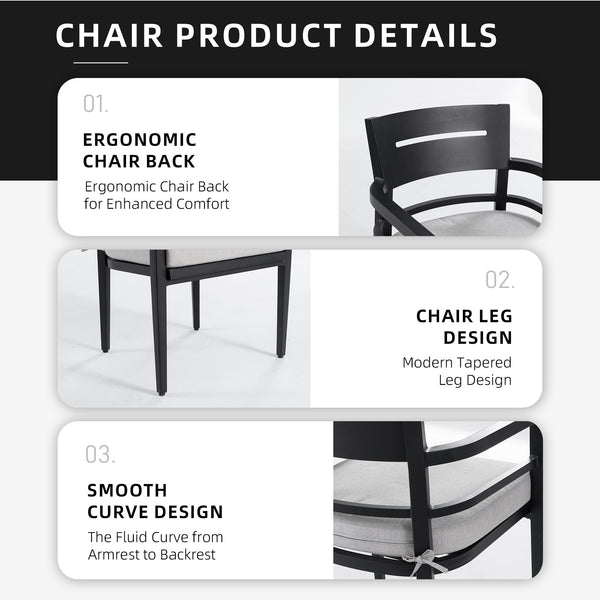 English Elm Outdoor Patio Dining Chairs Set Of 4 - Durable Aluminum With Sunbrella Cushions For Ultimate Comfort W1886P163107