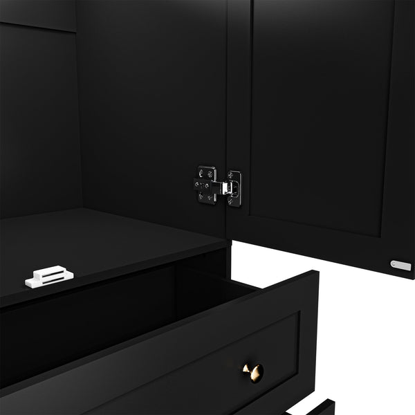English Elm Shaker Two Door Wardrobe Armoire with Hanging Rod Drawers and Bedroom Storage T3210P477663