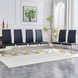 English Elm 4-pack Pu High-back Dining Chairs with Powder-coated Metal Legs for Modern Kitchens W3875P372874