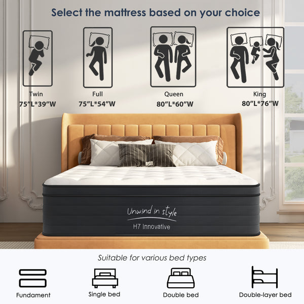 English Elm Twin Hybrid Mattress 10 Inch Pocketed Coil Memory Foam Medium Firm Sleep Support W2889P453494