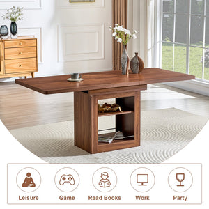 English Elm Expandable Walnut Dining Set with Six Upholstered Chairs for Modern Home Interiors W1151S04710