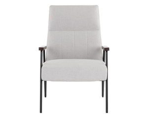 Sunpan Coelho Lounge Chair - Stylish Mid-Century Comfort with Vertical Tufting and Black Steel Base Light Grey