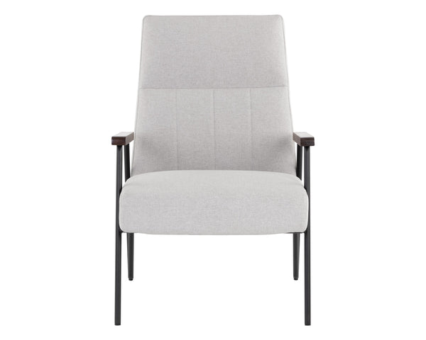 Sunpan Coelho Lounge Chair - Stylish Mid-Century Comfort with Vertical Tufting and Black Steel Base Light Grey