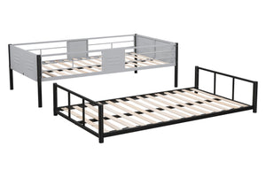 English Elm Metal Twin Over Twin Bunk Bed – Heavy-Duty Steel Frame, Noise-Reducing, Convertible With Guardrail W427P154977