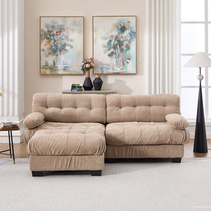 English Elm Modular Cloud Sectional with Ottoman Deep Seat Flannelette Sofa for Living Room Light Brown W2120S00022