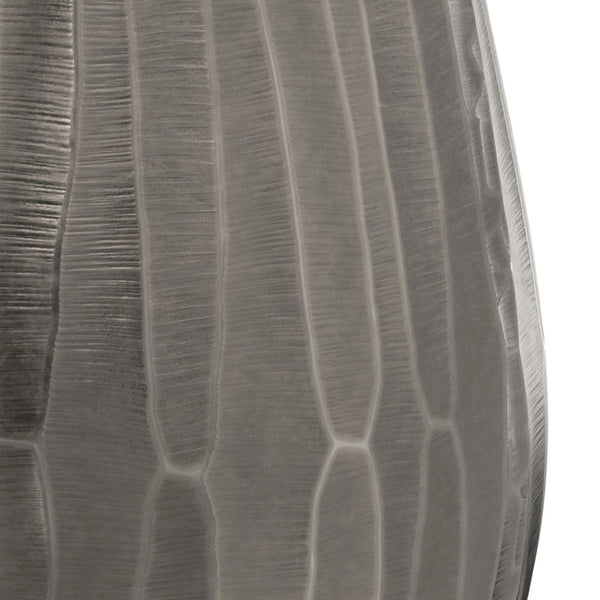 English Elm Nellie Cast Aluminum Side Table in Graphite Finish — Handcrafted Convex Drum Design, 22" x 22" x 22.5" B136P239044