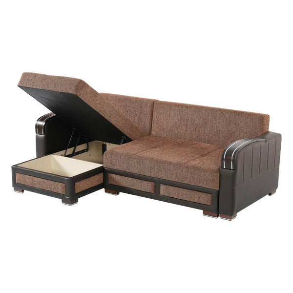 English Elm Primenest Azura Convertible Sectional Sofa With Hidden Storage And Cozy Sleeper Feature, Brown Chenille B030P305117-GIGA
