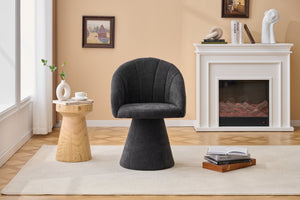 English Elm 068-chenille Swivel Accent Armchair Sculptural Curved Back Upholstered Living Room Seat Gray W527P438695