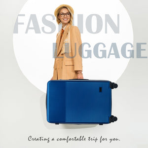 English Elm Luggage 5 Piece Hardside Abs Set with Front Access Carry on and Tsa Spinner Wheels Blue N732P391579C