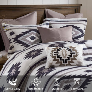 English Elm 8-piece King Comforter Set Herringbone Weave Embroidered Bedding with Euro Shams B035P482959
