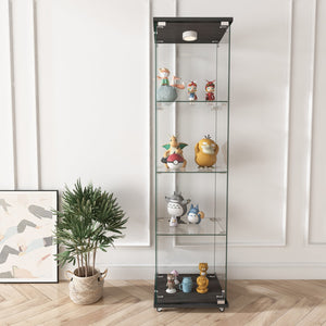 English Elm Modern Glass Display Cabinet With Rgb Led Lights, Quick Assembly, 1-Door 4-Shelf Design For Any Space W241P242901