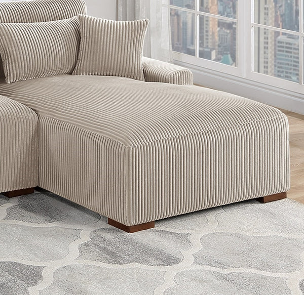 English Elm Modern Plush Corduroy 2pc Sectional Sofa with Chaise, Sleek Low-Profile Legs and 5 Accent Pillows Camel 68 L x 41 W x 21 H B011S01281