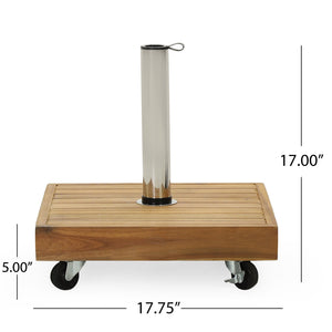 English Elm Christopher Knight Home® - RALPH Teak Square Umbrella Base – 40 lb Concrete & Acacia Wood, Stainless Tube, Fits 1.57–1.77" Poles 71822.00