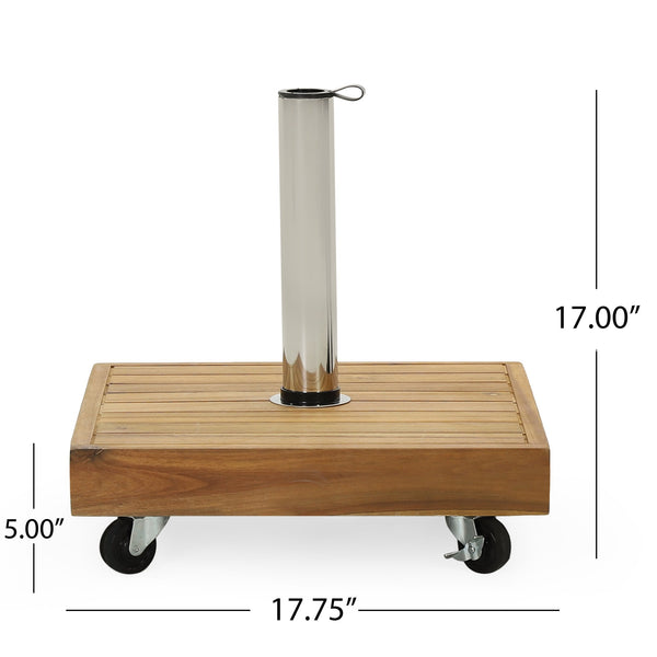 English Elm Christopher Knight Home® - RALPH Teak Square Umbrella Base – 40 lb Concrete & Acacia Wood, Stainless Tube, Fits 1.57–1.77" Poles 71822.00