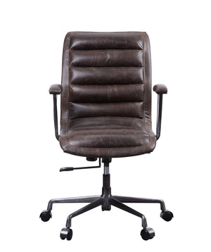 English Elm Distress Chocolate Swivel Office Chair - Ergonomic Comfort, Durable Leather, Adjustable Height & Mobility B062P215477