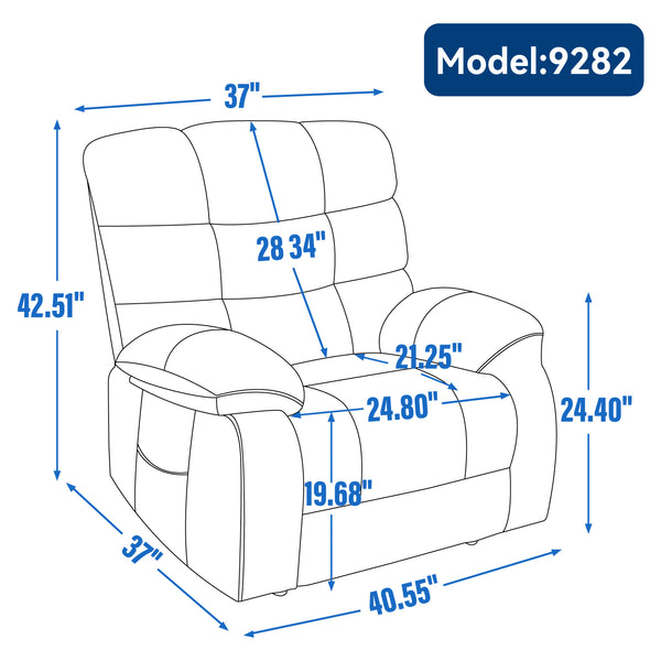 English Elm Lift Power Recliner Chenille Chair Dual Motor Massage Heat 350 Lb Capacity Living Room Grey W3224P288618