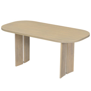 English Elm Topmax Rubberwood Six Piece Dining Set with Bench Linen Upholstered Modern Farmhouse SP000083AAD