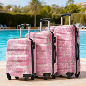 English Elm Hardshell Polycarbonate Luggage Set Three Piece Tsa Lock Spinner Travel Suitcases Pink N732P306618U
