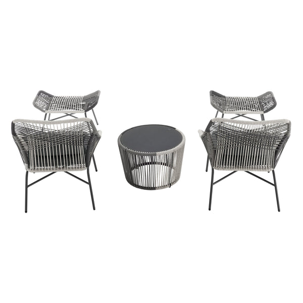 English Elm Ashland 5-Piece Outdoor Conversation Set with UV-Resistant Waterproof Fabric, Rustproof Steel Frame Grey B365P398241