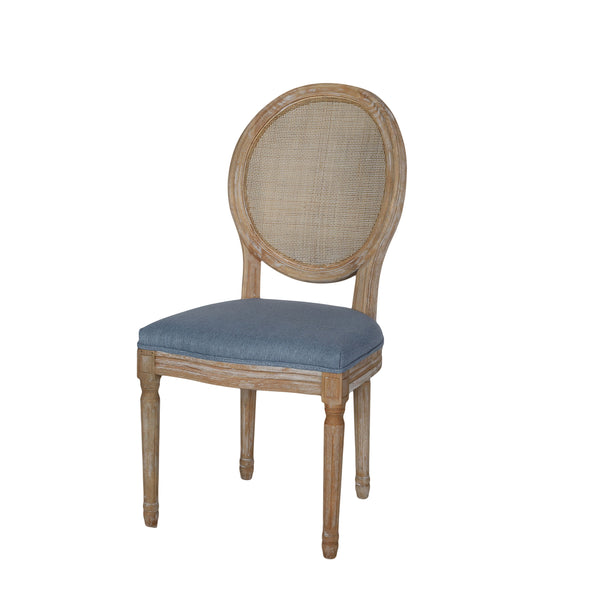 English Elm Christopher Knight Home® - DININGCHAIR Elegant Wicker & Fabric Dining Seat with Carved Legs Distressed Finish for Stylish Homes Light Blue 65165.00LBLU