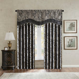 Madison Park Aubrey Traditional Jacquard Window Rod Pocket Valance With Beads MP41-4989 Black