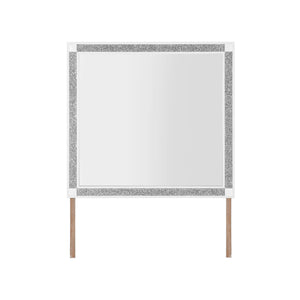 English Elm Soulmarie Large Contemporary Mirror with Sleek Wood Frame, Glitter Accents & Sturdy Dresser Connect White 40.75 L x 3.15 W x 39.37 H B201P410799