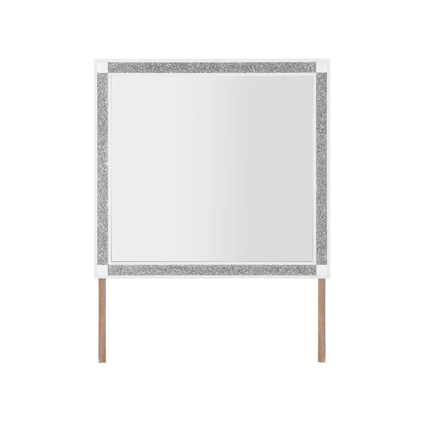 English Elm Soulmarie Large Contemporary Mirror with Sleek Wood Frame, Glitter Accents & Sturdy Dresser Connect White 40.75 L x 3.15 W x 39.37 H B201P410799
