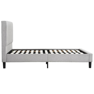 English Elm Bedroom Elegant Contemporary Queen Bed with Fur Chenille Upholstery, Engineered Wood Frame, Mattress-Ready Gray 60 L x 41 W x 6 H B2741P329257