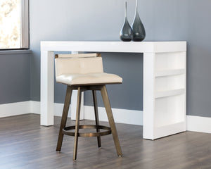 Sunpan Arizona Swivel Barstool - Stylish Art Deco Design with Antique Brass Finish and 360-Degree Comfort Castillo Cream