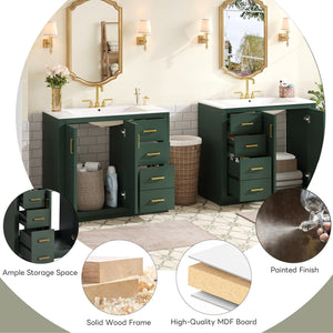 English Elm 72'' Elegant Bathroom Vanity With Ceramic Sink, Soft-Close Drawers & Solid Wood Storage Cabinet Set N710SS00013F