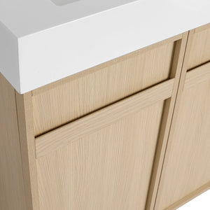 English Elm 30" Modern Freestanding Bathroom Vanity with Thick White Resin Sink, Soft-Close Doors & Adjustable Shelf (Durable) W999P239160