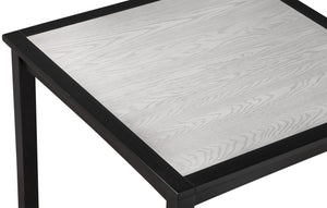 English Elm 5 Counter Height Square Dining Set with Upholstered High Chairs, Two-Tone Wood Top & Black Base, Modern Rustic Appeal B011P243274