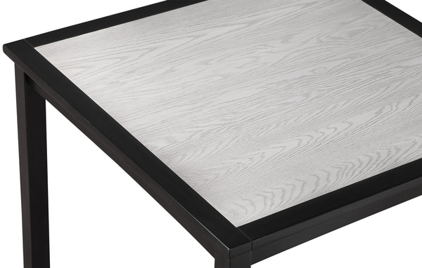 English Elm 5 Counter Height Square Dining Set with Upholstered High Chairs, Two-Tone Wood Top & Black Base, Modern Rustic Appeal B011P243274