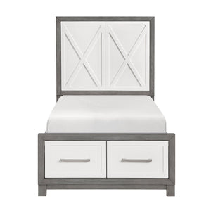 English Elm Contemporary Twin Platform Bed Paneled Headboard Footboard Drawers Modern Bedroom B011S02327