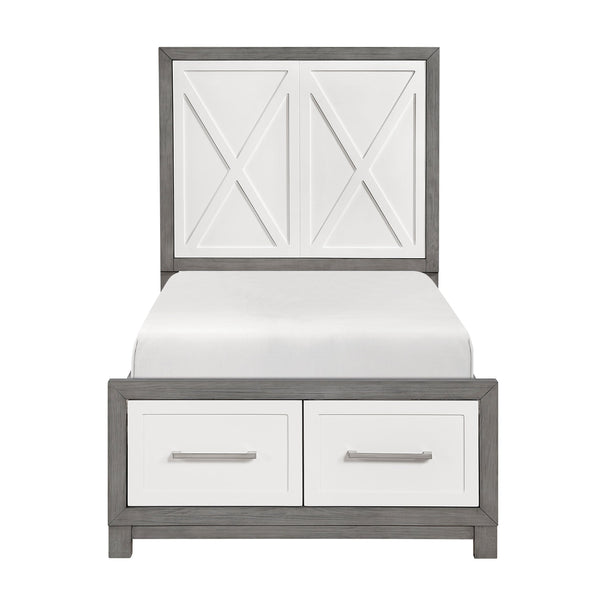 English Elm Contemporary Twin Platform Bed Paneled Headboard Footboard Drawers Modern Bedroom B011S02327