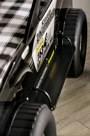 English Elm Modern Speed Jeep Twin Bed With Led Headlights, High-Gloss Finish, Metal Frame & Slat Kit Included B2741S00508