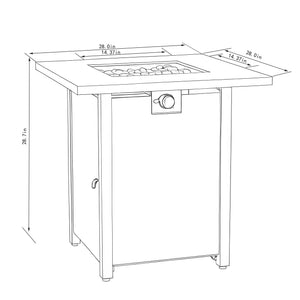 English Elm 28" Propane Gas Fire Pit Table - 50,000 Btu Steel Outdoor Heater For Patio, Garden & Deck Fun! W853P293852