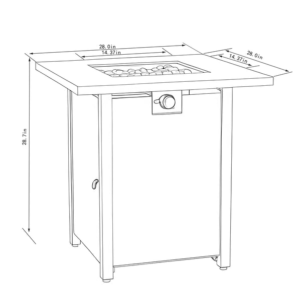 English Elm 28" Propane Gas Fire Pit Table - 50,000 Btu Steel Outdoor Heater For Patio, Garden & Deck Fun! W853P293852