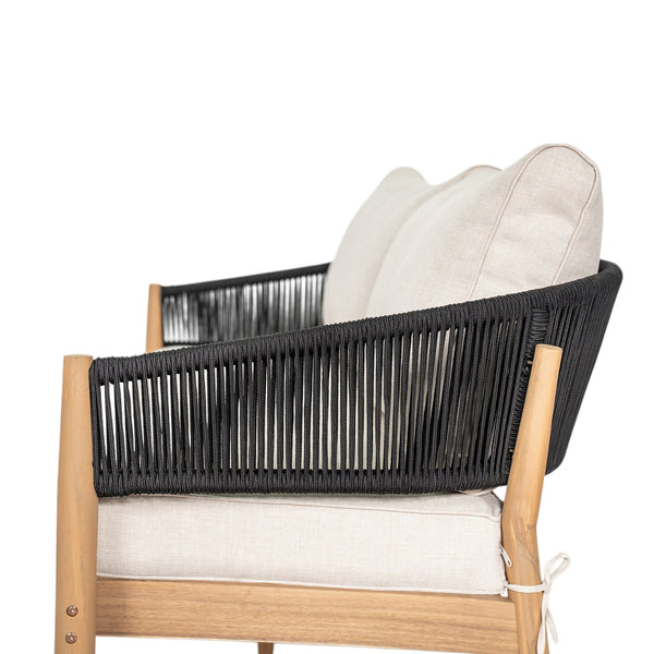 English Elm Christopher Knight Home® - Verona Outdoor Acacia Wood Loveseat With Beige Cushion & Black Rope Accents For Stylish Patios N775P309257B