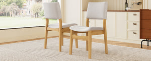 English Elm Upholstered Stackable Dining Chairs Linen Fabric Rubberwood Frame Rustic Set of 2 Natural N752P327193N
