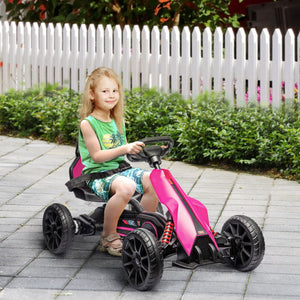 English Elm Aosom Kids Pedal Go Kart with Swing Axle Handbrake and Adjustable Seat for Ages 3 to 8 W2225P217196