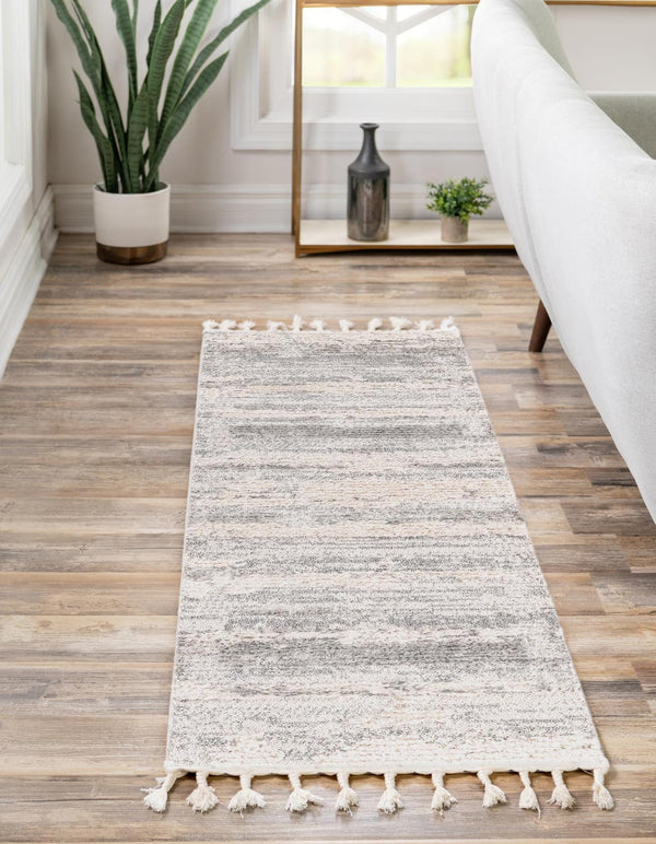 Unique Loom Cherokee Chattanooga Machine Made Geometric Rug Sand, Gray 2' 0" x 12' 2"