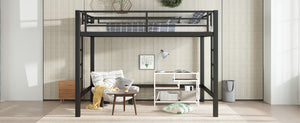 English Elm Queen Metal Loft Bed With Easy Climbing Ladder & Safety Guardrails – Perfect For Stylish Space-Saving! W1580S00341-GIGA