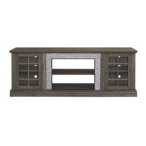 English Elm 70" Modern TV Stand with Faux Stone Top, Spacious 2-Door Media Console with Cable Management and Adjustable Shelves, Vintage Metal Handles, Durable MDF Construction for Living Room Entertainment (Fits up to 75") Grey W2275P342688