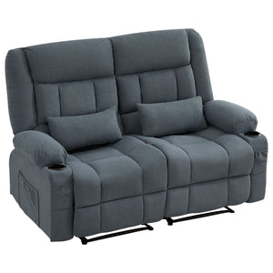 English Elm Recliner Oversized Manual Loveseat with Cup Holders and Side Pocket, Ergonomic 150° Recline, 600lb Capacity Blue W1521S00075