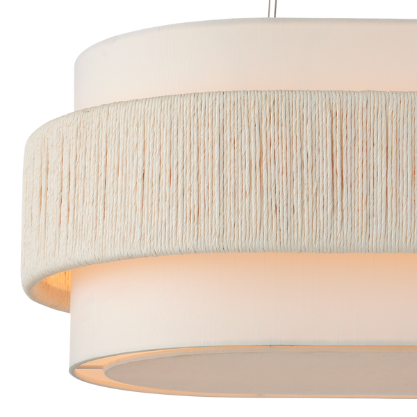 Monreale Oval Chandelier - Eco-Friendly Modern Design with White Shantung Shade & Adjustable Height